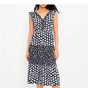 LOFT Navy and White polka dot Sundress, XSP, exc.cond.